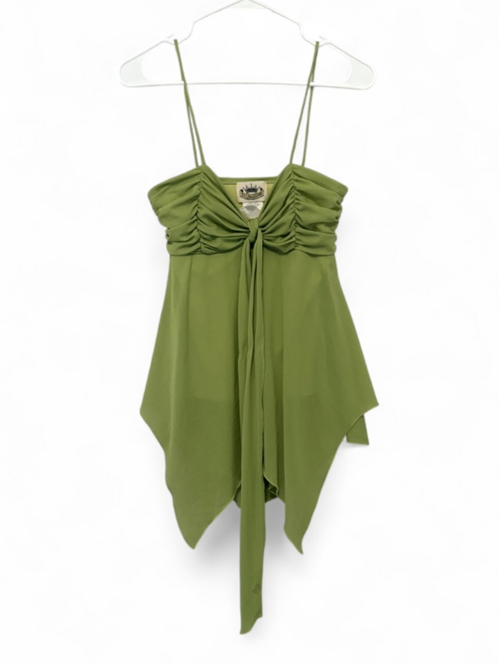 Vintage Y2K Ruched Spaghetti Strap Asymmetrical Hem Camisole Top
